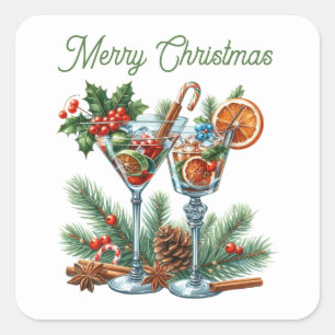 Festive Christmas cocktails add text  Square Sticker