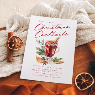 Festive Christmas Cocktails Holiday Party Invitation