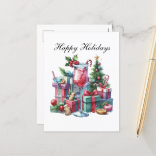 Festive Christmas cocktails Holiday Postcard