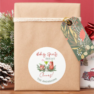 Festive Christmas Cocktails Making Spirits Bright  Classic Round Sticker