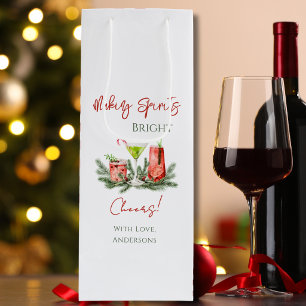 Festive Christmas Cocktails Making Spirits Bright Wine Gift Bag