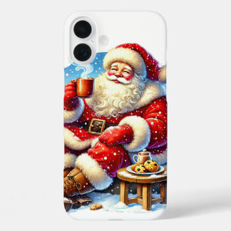 Festive Christmas cocoa Santa iPhone 16 Plus Case