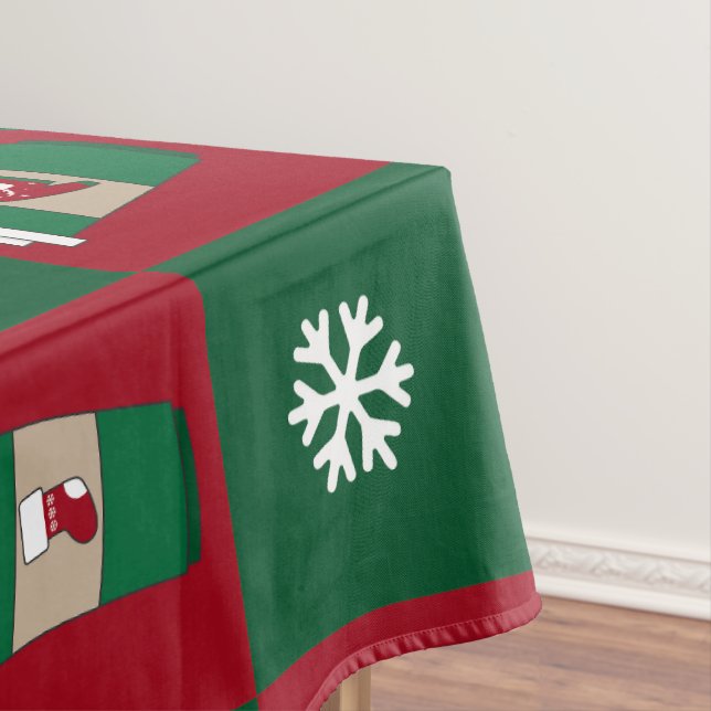 Festive Christmas Coffee Cups Chequered Red Green Tablecloth (In Situ)