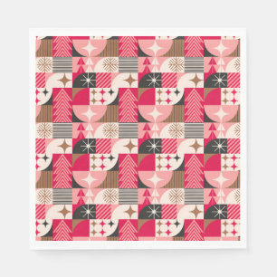 Festive Christmas Collage Of Gifts, Trees, Ornamen Napkin