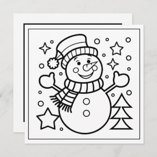Festive Christmas coloring snowman Holiday Card