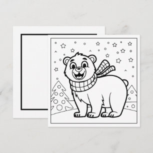 Festive Christmas colouring bear Holiday Card