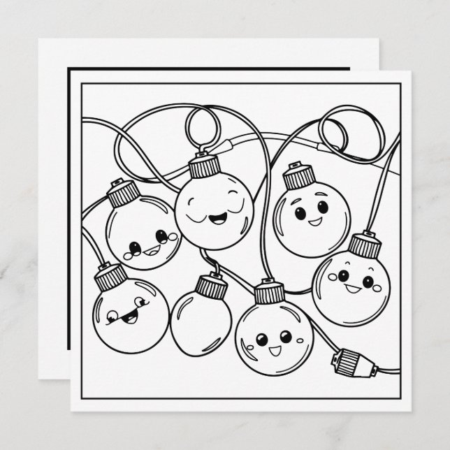 Festive Christmas colouring lights Holiday Card (Front/Back)