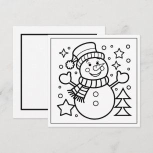 Festive Christmas colouring snowman  Holiday Card