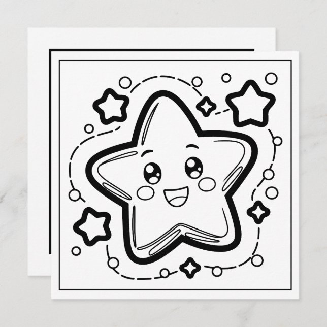 Festive Christmas colouring star Holiday Card (Front/Back)