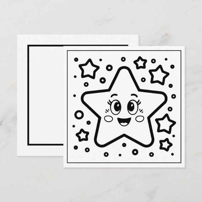 Festive Christmas colouring star Holiday Card (Front/Back)