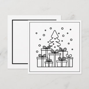 Festive Christmas colouring tree Holiday Card