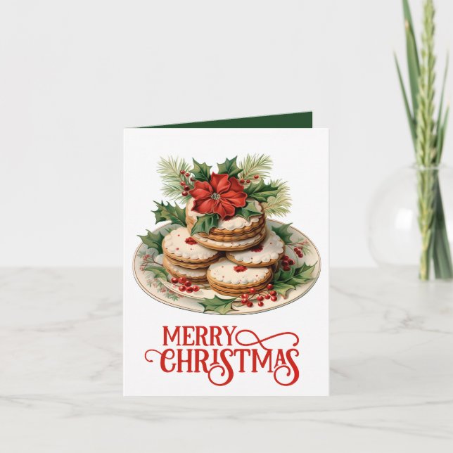 Festive Christmas cookie add text  Holiday Card (Front)