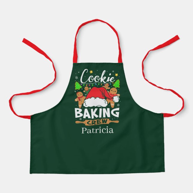 Festive Christmas cookie baking crew kids unisex Apron (Front)