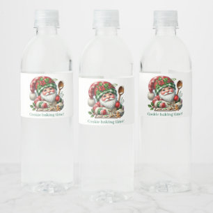 Festive Christmas cookie baking party gnome Water Bottle Label