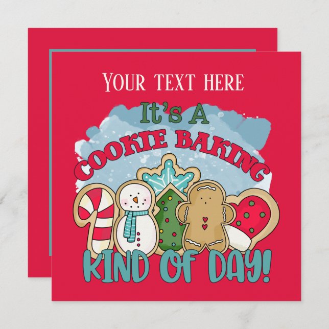 festive Christmas cookie baking party  Invitation (Front/Back)