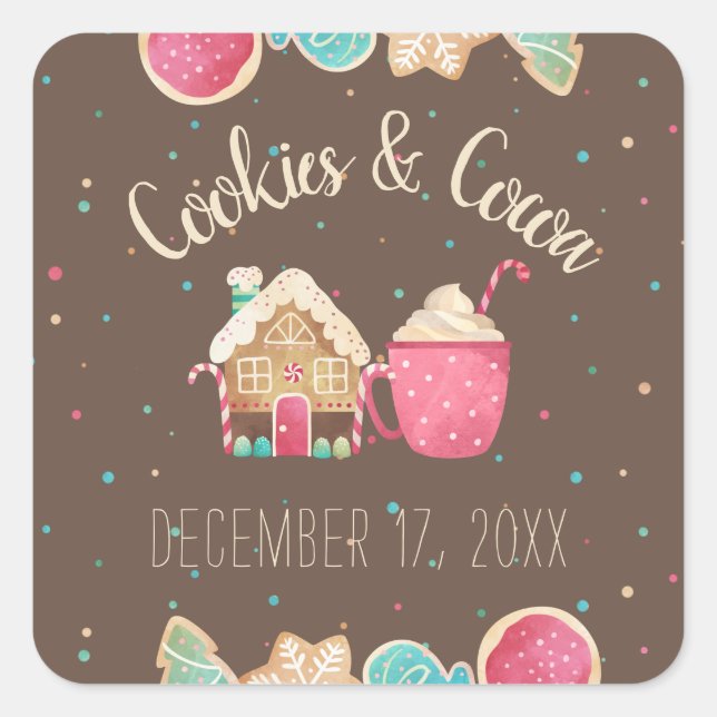 Festive Christmas Cookie Exchange Party Theme Square Sticker (Front)