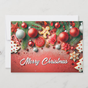 Festive Christmas Cookies and Snowflakes Scene Holiday Card