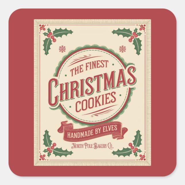 Festive Christmas cookies elf made  Square Sticker (Front)