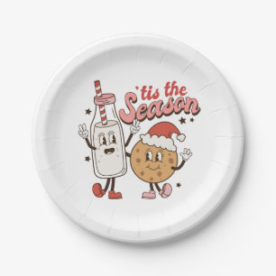 Festive Christmas cookies milk Paper Plate