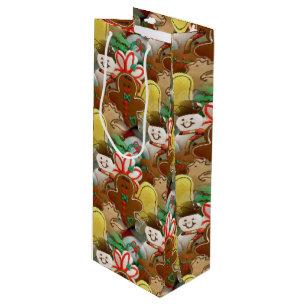 Festive Christmas Cookies Pattern Wine Gift Bag