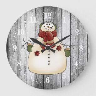 Festive Christmas Country snowman Holiday decor Large Clock