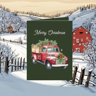 Festive Christmas Country truck add message  Holiday Card
