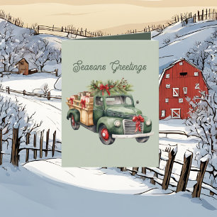 Festive Christmas Country truck add message Holiday Card