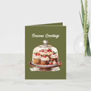 Festive Christmas customisable cake cupcakes Holiday Card
