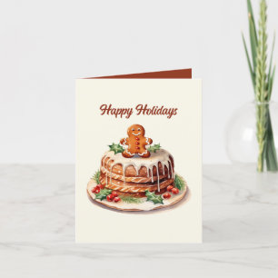 Festive Christmas customisable cake Holiday Card