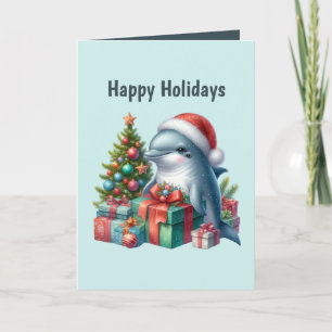 Festive Christmas customisable dolphin Holiday Card