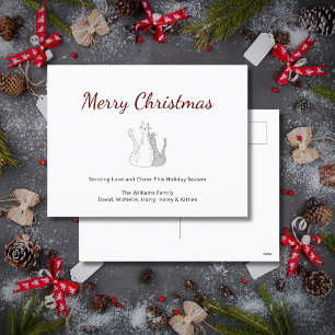 Festive Christmas Cute Cats Holiday Postcard