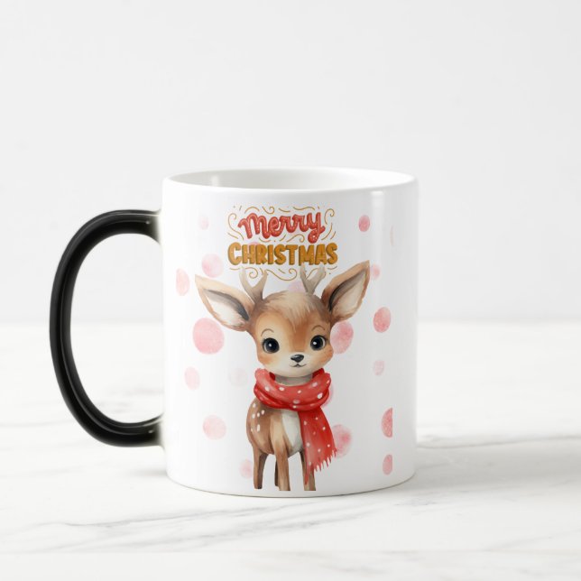 Festive Christmas-Cute Reindeer-Mug Magic Mug (Left)