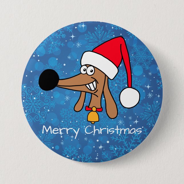 Festive Christmas Dachshund Dog 7.5 Cm Round Badge (Front)
