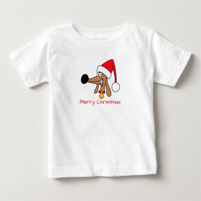 Festive Christmas Dachshund Dog Baby T-Shirt (Front)