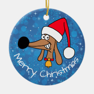 Festive Christmas Dachshund Dog Ceramic Tree Decoration
