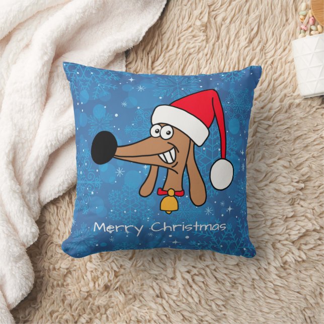 Festive Christmas Dachshund Dog Cushion (Blanket)