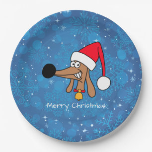 Festive Christmas Dachshund Dog Paper Plate