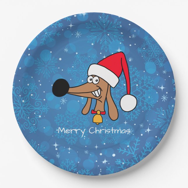 Festive Christmas Dachshund Dog Paper Plate (Front)
