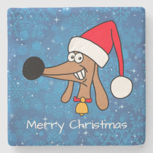 Festive Christmas Dachshund Dog Stone Coaster