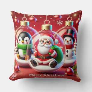 Festive Christmas Decorations Featuring Santa Cushion