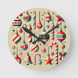 Festive Christmas Decorations with Ornaments Round Clock