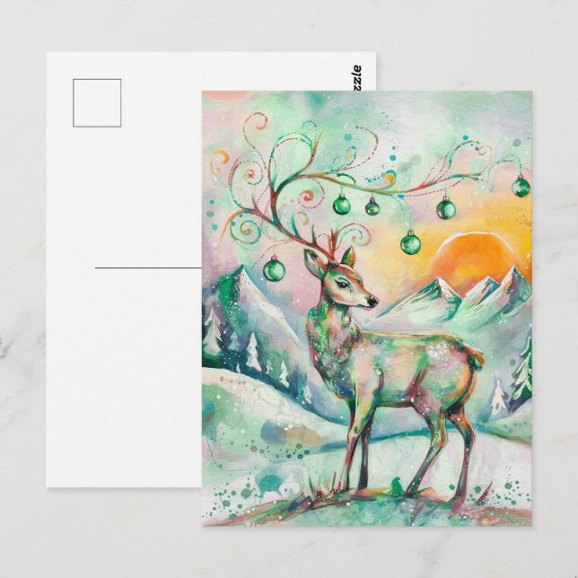 Festive Christmas Deer Postcard (Front/Back)