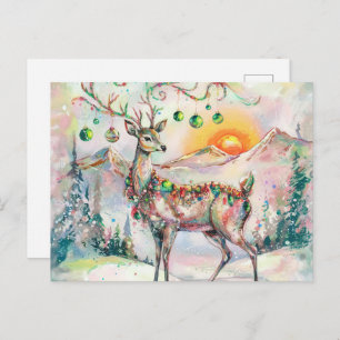 Festive Christmas Deer Postcard