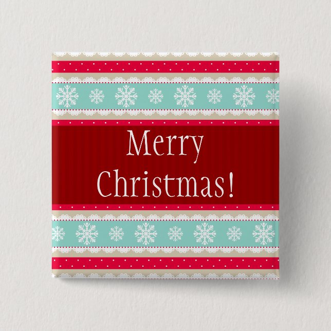 Festive Christmas Design Custom Text 15 Cm Square Badge (Front)