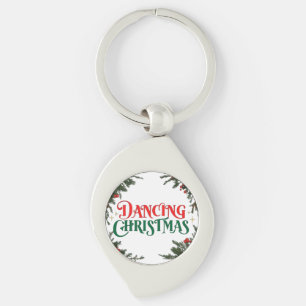 Festive Christmas Design - Dancing Christmas Cheer Key Ring