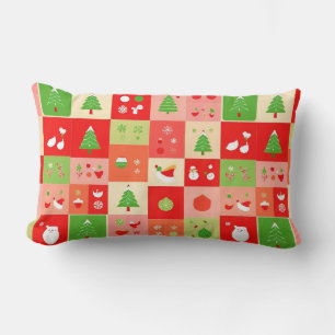 Festive Christmas Design with Holiday Icons Lumbar Cushion