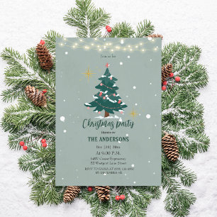 Festive Christmas Dinner Invitation-Snowflake Tree Invitation