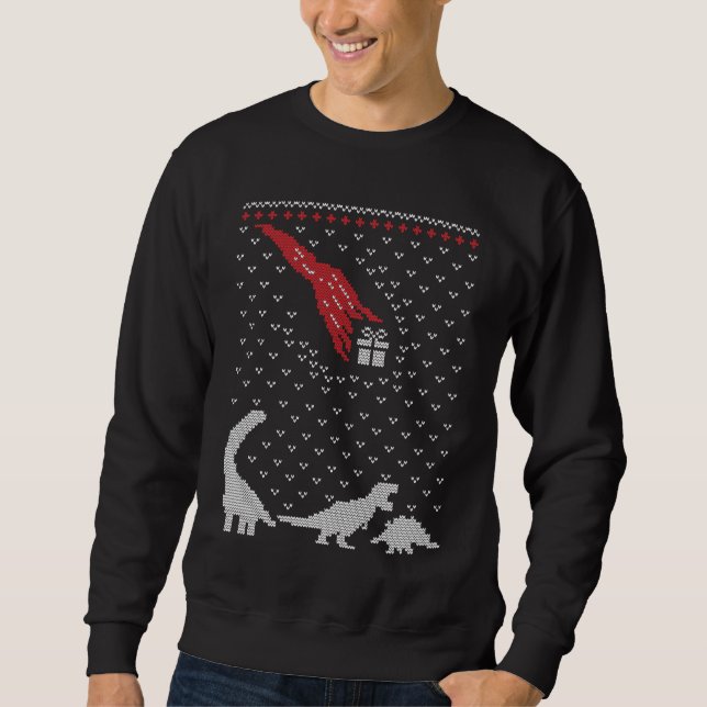 festive Christmas dinosaur ugly sweater sweatshirt (Front)