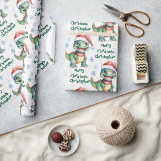 Festive Christmas Dinosaur Wrapping Paper