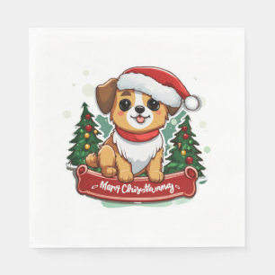 Festive Christmas Dog Design Holiday Pet Apparel Napkin